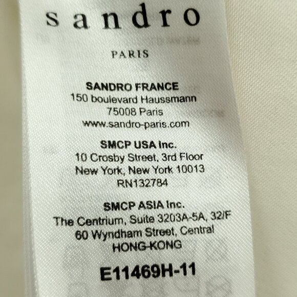 Sandro Sandro Paris Courbe Studded Blouse Top 6US/2/M White Cotton - Picture 12 of 14